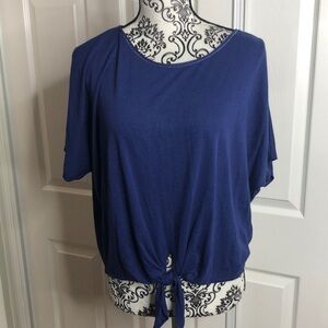 White House Black Market Blouse Blue Front Tie XS